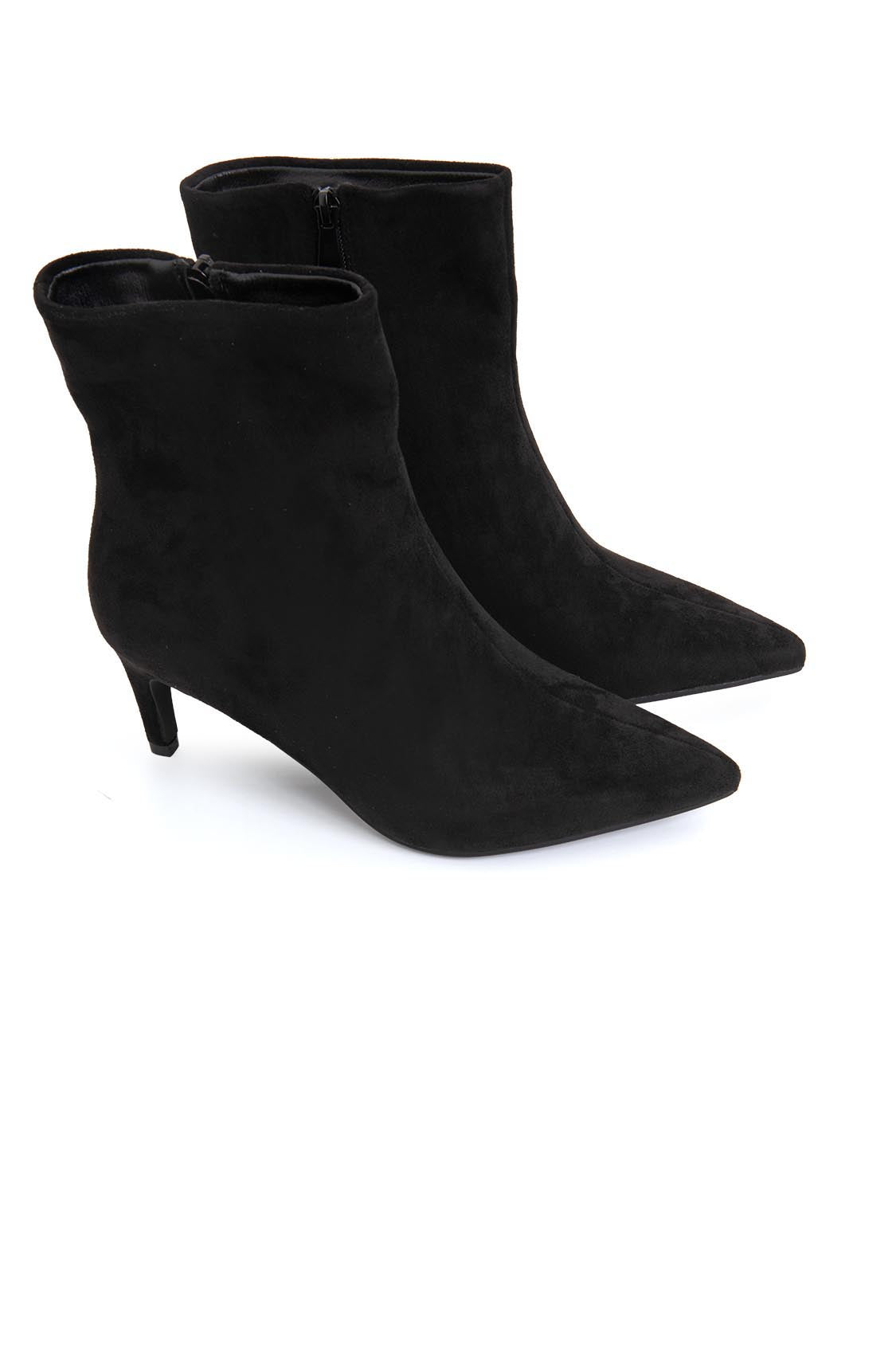 Tronchetto con tacco kitten in simil camoscio - NERO