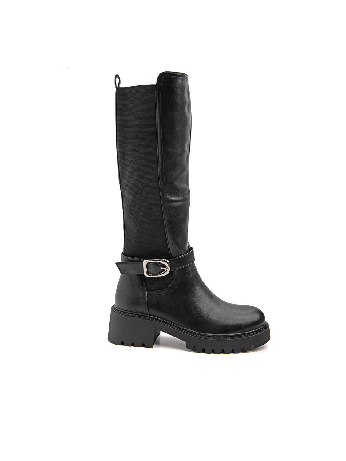 Stivale con suola chunky e fibbia laterale - NERO