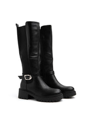 Stivale con suola chunky e fibbia laterale - NERO