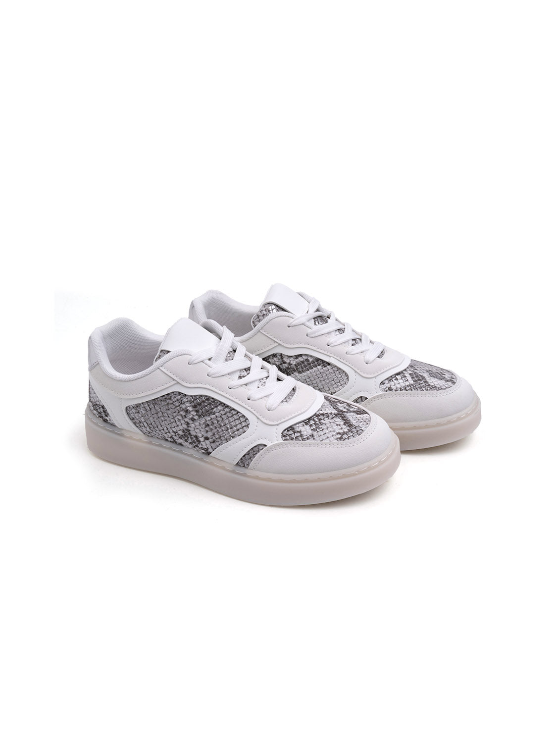 Sneaker bicolor pitonata - BIANCO