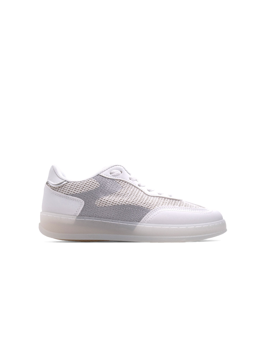 Sneaker tech-knit con stringhe - BIANCO