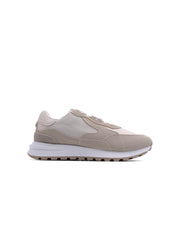 Sneaker urban bi-texture con stringhe - BEIGE