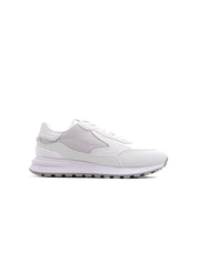 Two-texture urban sneakers with laces - WHITE