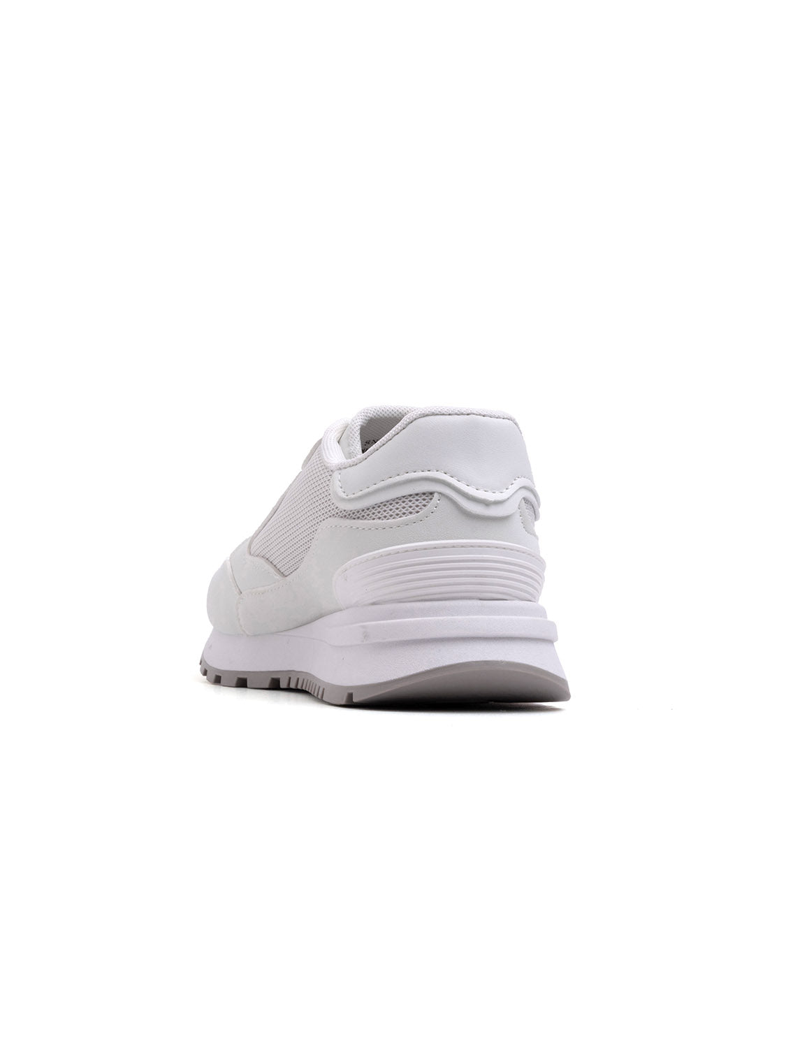 Two-texture urban sneakers with laces - WHITE