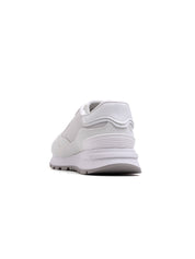 Two-texture urban sneakers with laces - WHITE