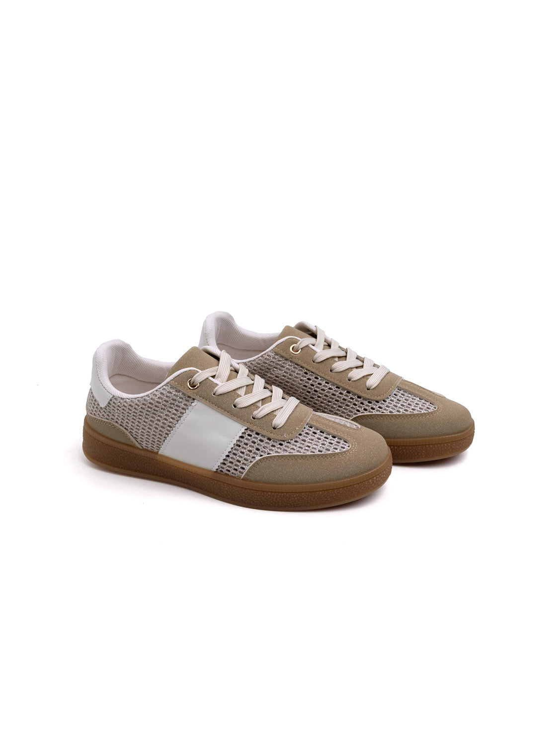 Perforated two-tone sneakers - KHAKI