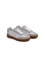 Bi-texture sneakers with contrasting sole - WHITE