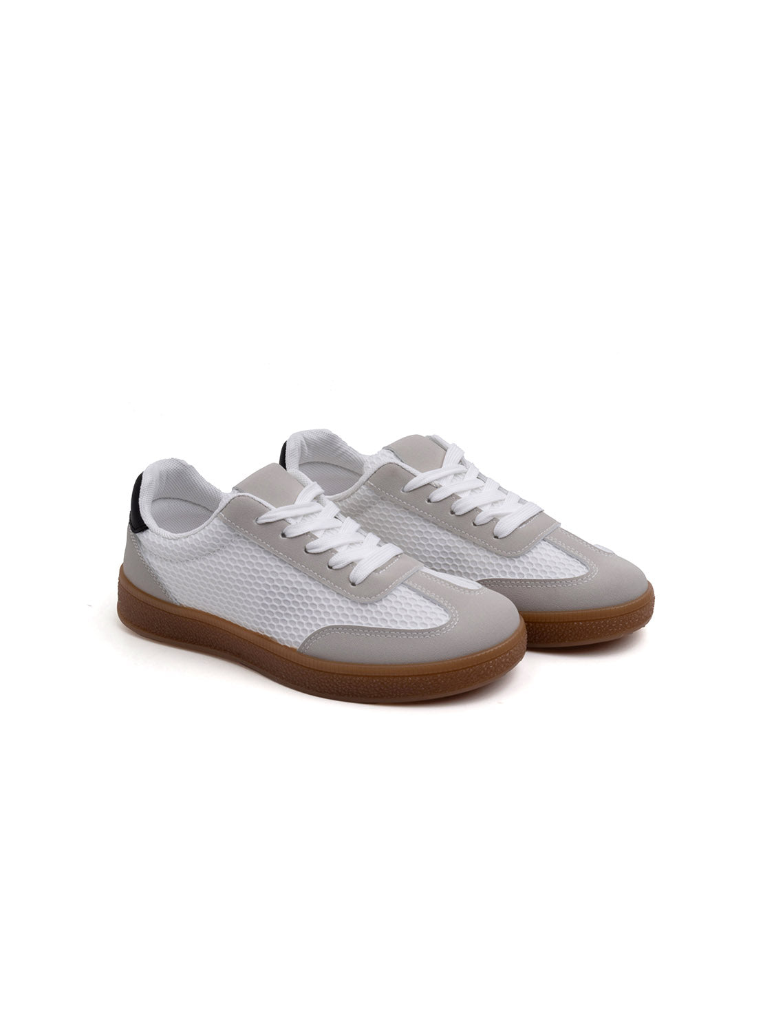 Sneaker bi-texture con suola a contrasto - BIANCO