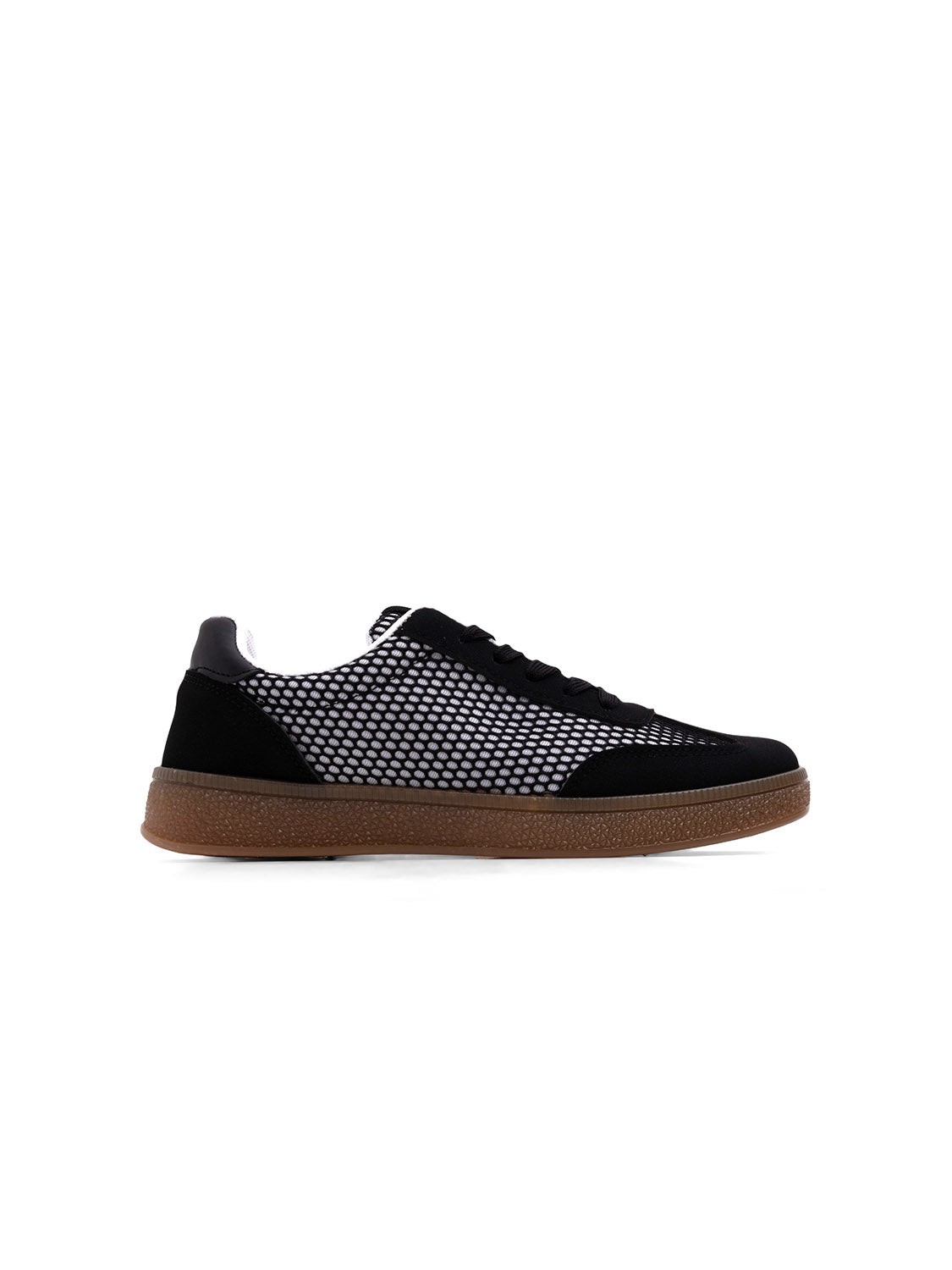 Sneaker bi-texture con suola a contrasto - NERO