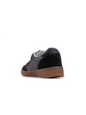 Bi-texture sneakers with contrasting sole - BLACK