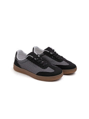 Bi-texture sneakers with contrasting sole - BLACK