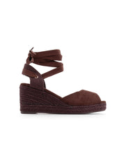 Espadrillas in simil camoscio con lacci - MARRONE