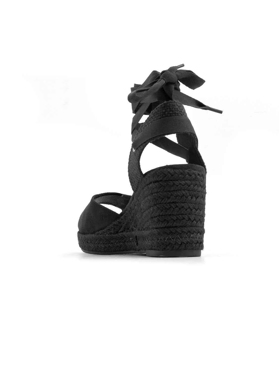 Espadrillas in simil camoscio con lacci - NERO