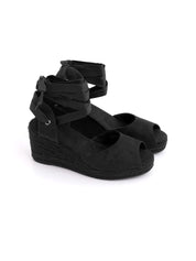Espadrillas in simil camoscio con lacci - NERO