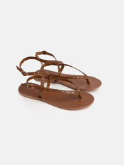 Genuine leather thong sandal with slim straps - LEATHER