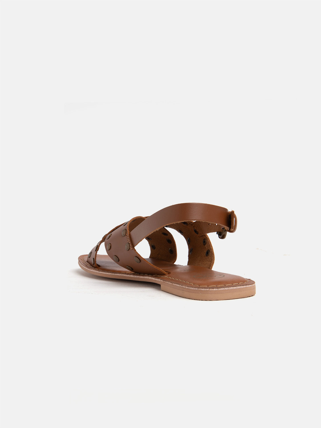 Genuine leather sandal with studded crisscross bands - LEATHER