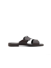 Ciabatta geometric cut in vera pelle - MORO