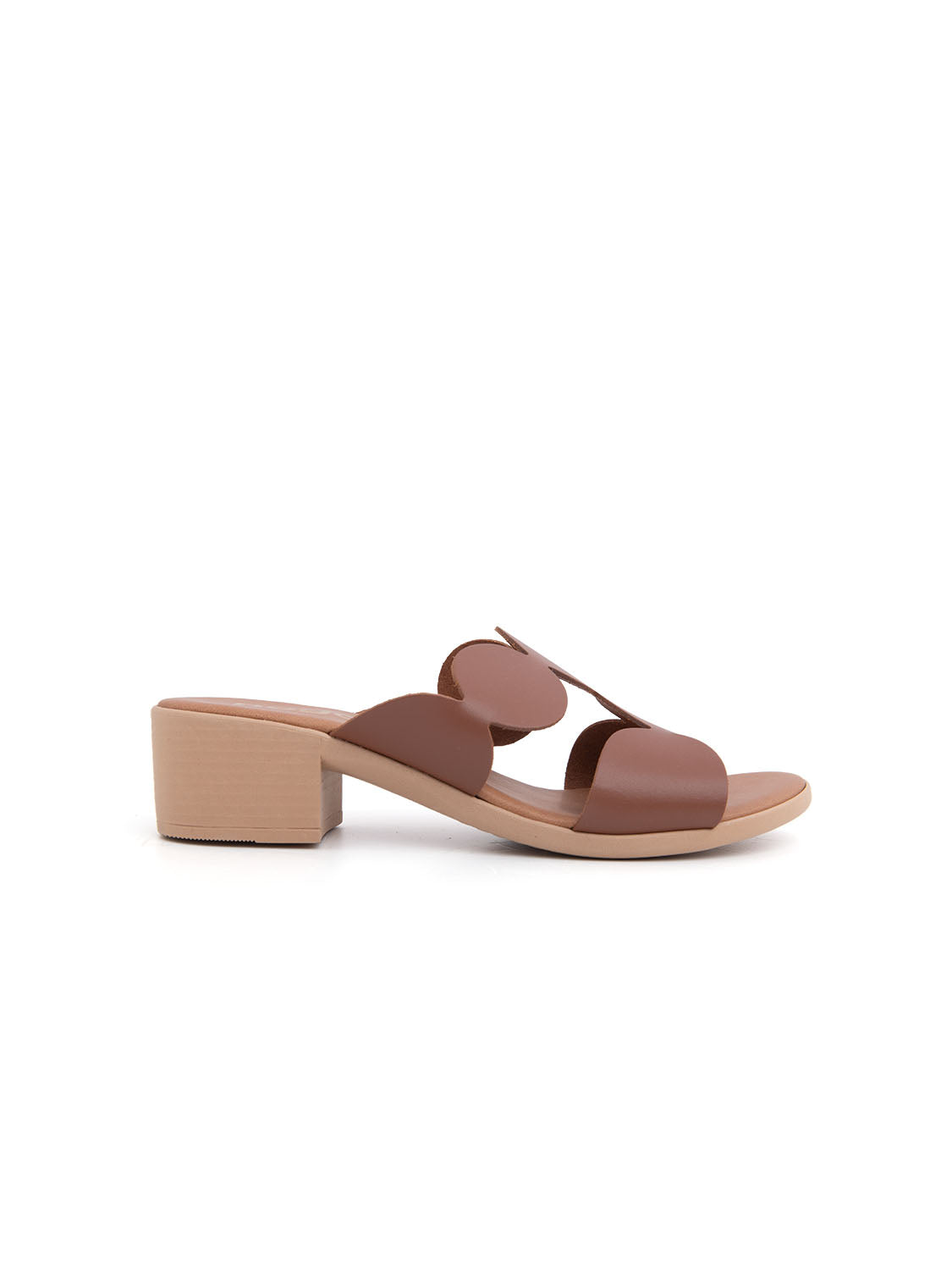 Sabot geometric-cut con tacco in vera pelle - BRUCIATO