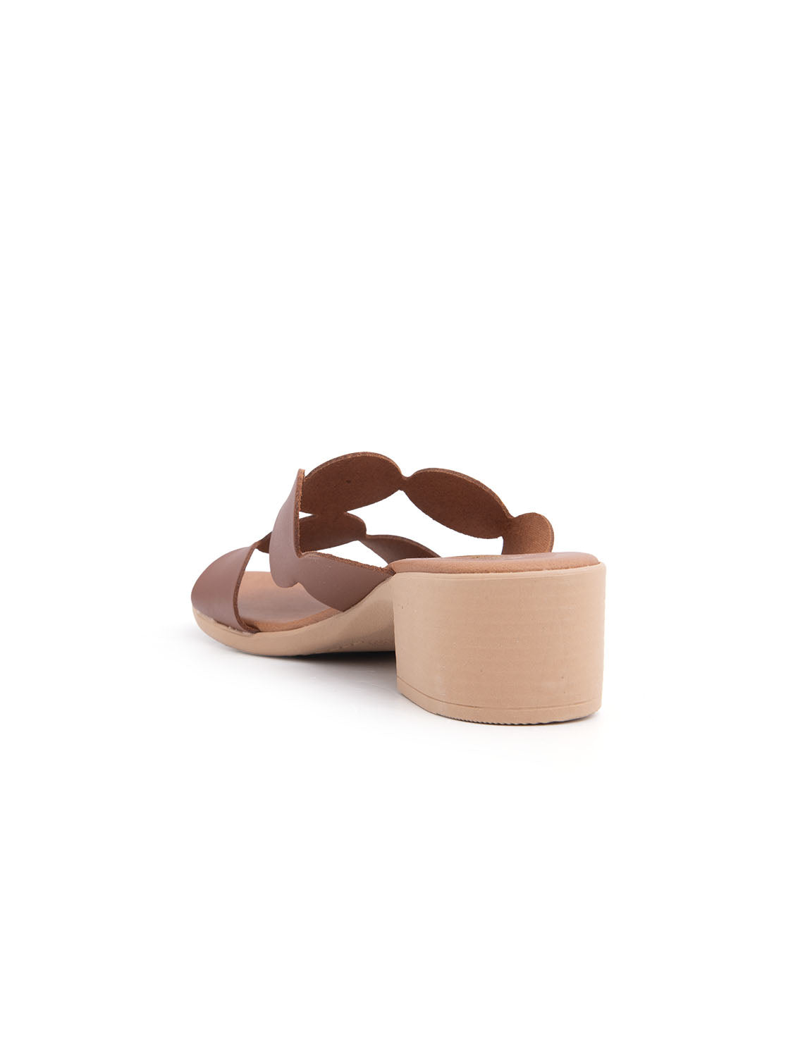 Sabot geometric-cut con tacco in vera pelle - BRUCIATO