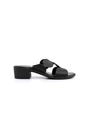 Sabot geometric-cut con tacco in vera pelle - NERO