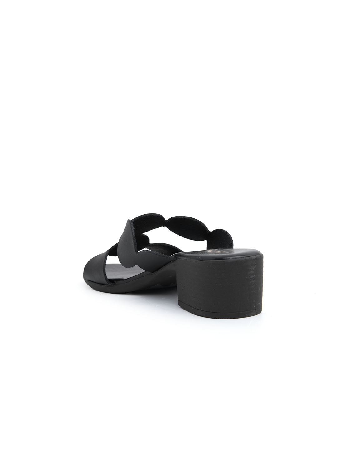 Sabot geometric-cut con tacco in vera pelle - NERO
