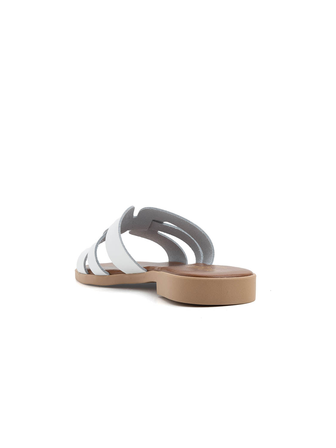 Ciabatta slide con fasce incrociate in vera pelle - BIANCO