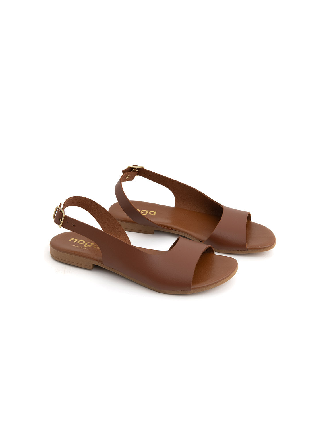 Sandalo minimal cross con cinturino in vera pelle - BRUCIATO