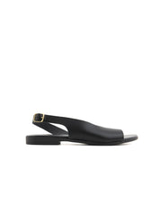 Sandalo minimal cross con cinturino in vera pelle - NERO