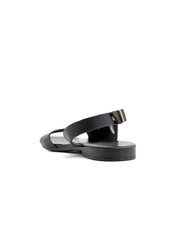 Sandalo minimal cross con cinturino in vera pelle - NERO