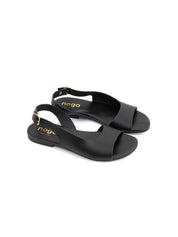 Sandalo minimal cross con cinturino in vera pelle - NERO