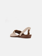 Flat sandal with wide wrinkled band - WHITE