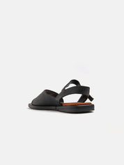 Low sandal with wide band and strap - BLACK