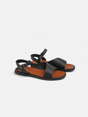 Low sandal with wide band and strap - BLACK