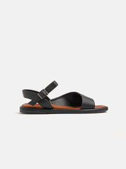 Low sandal with wide band and strap - BLACK