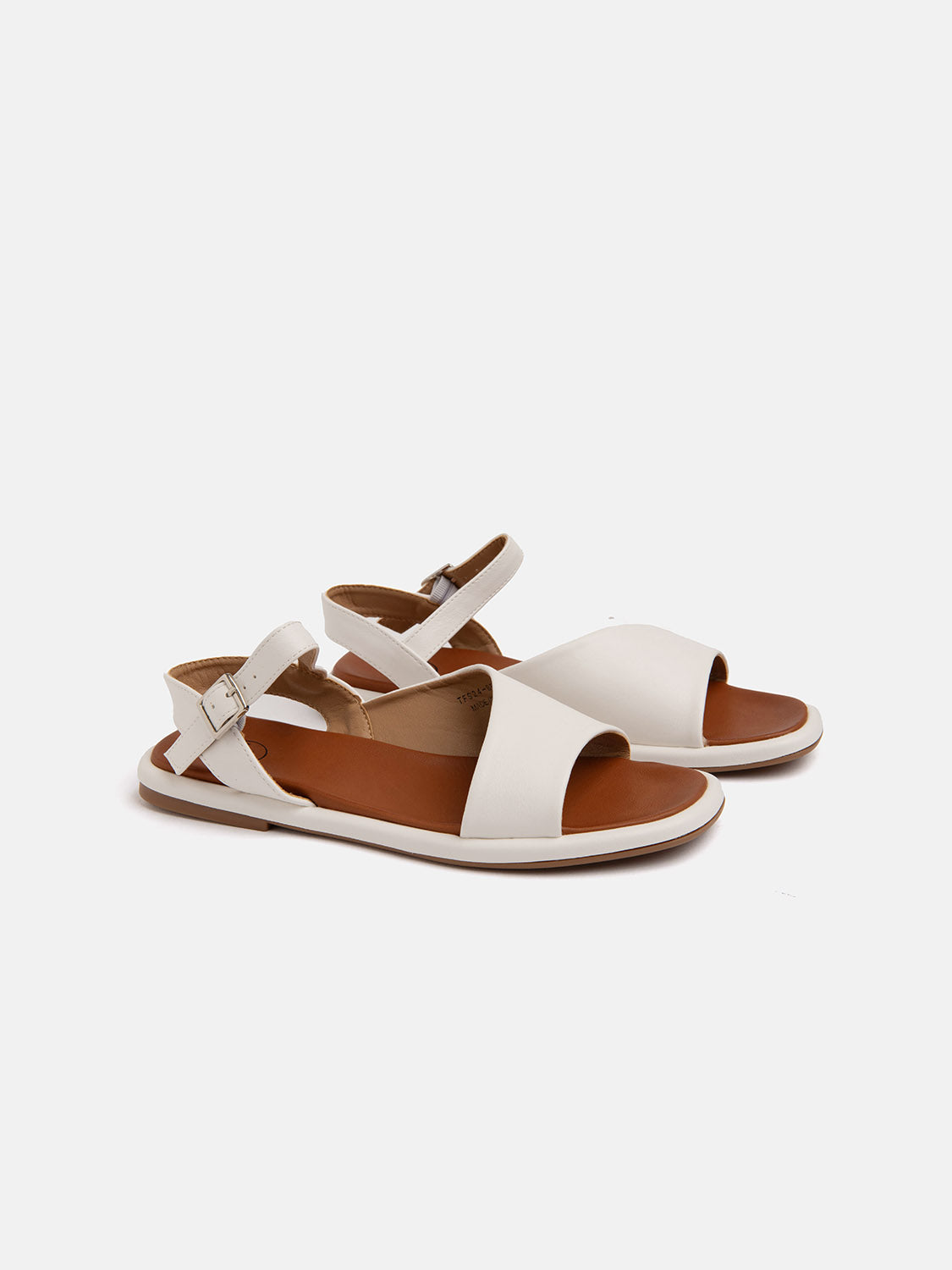 Low sandal with wide band and strap - WHITE