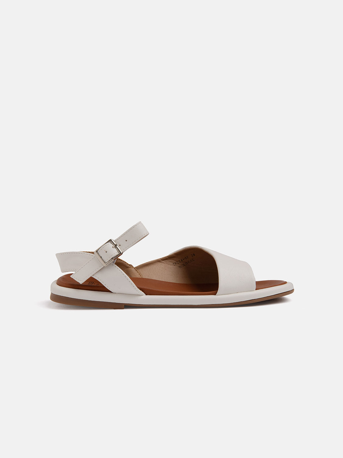 Low sandal with wide band and strap - WHITE