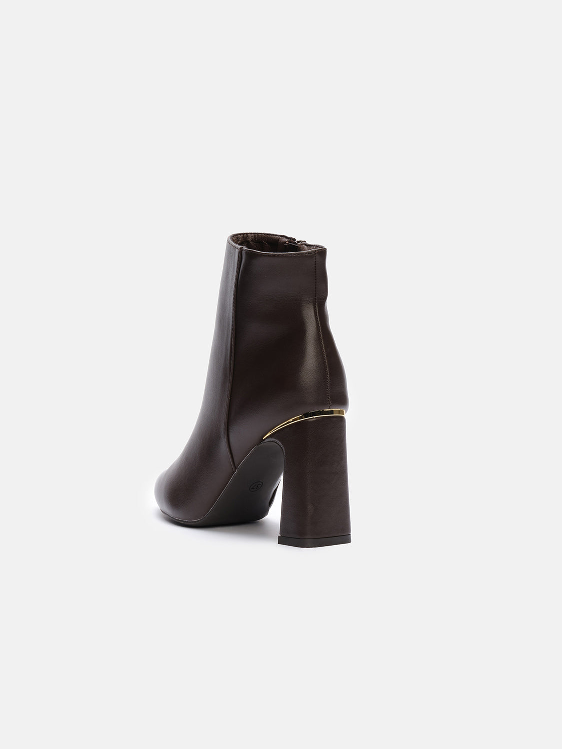 Pointed ankle boot with gold insert - BROWN