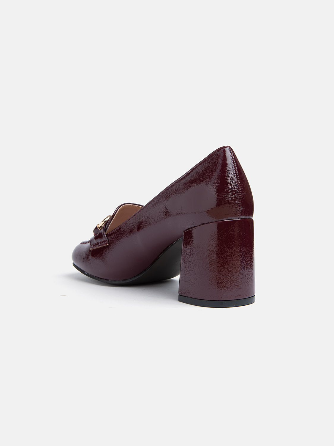 Patent leather loafer with square heel and clamp - BORDEAUX