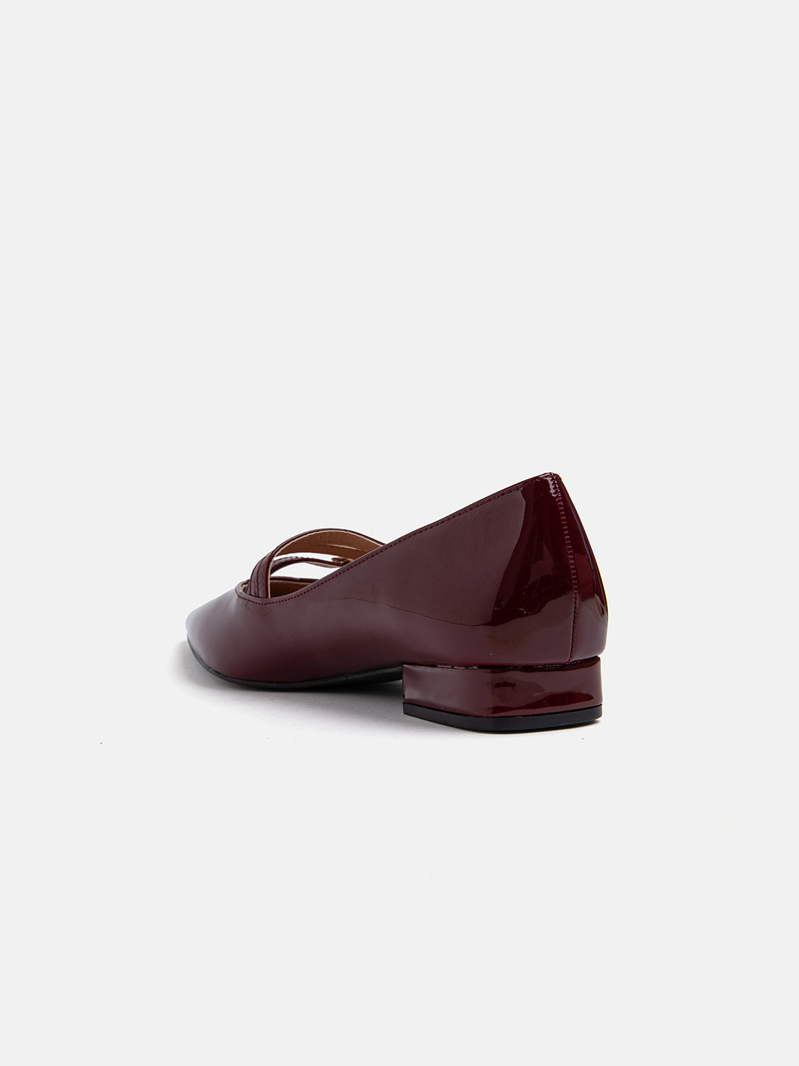 Patent leather block heel ballerina - BORDEAUX