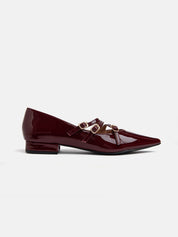 Patent leather block heel ballerina - BORDEAUX