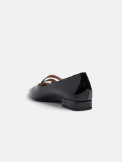 Patent leather block heel ballerina - BLACK