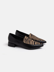 2cm heel ballerina with faux suede inserts - ZEBRA