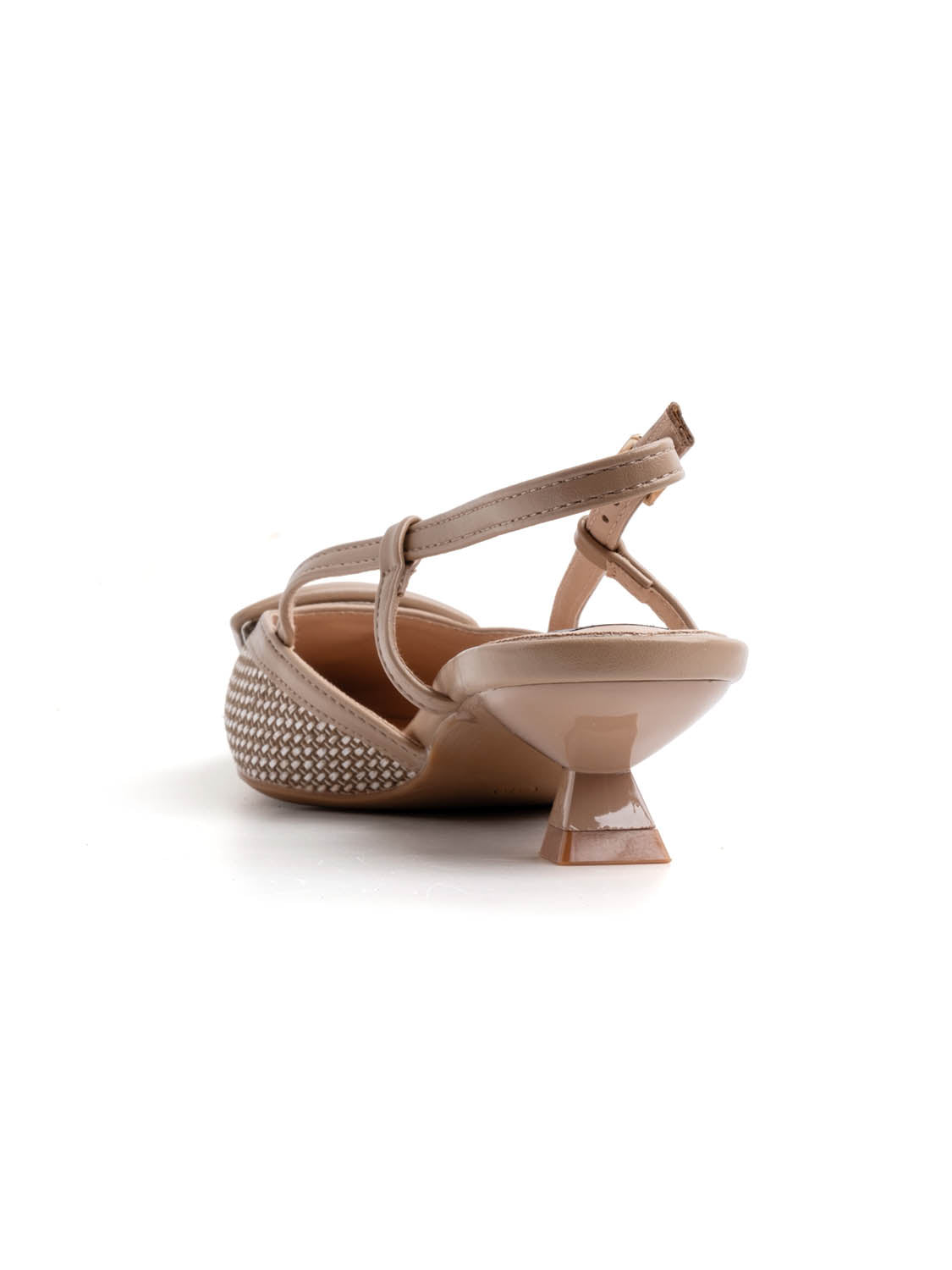 Slingback con trama e tacco kitten - KHAKI