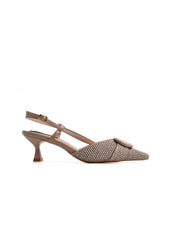 Slingback con trama intrecciata e fibbia - KHAKI