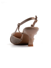 Slingback con trama intrecciata e fibbia - KHAKI
