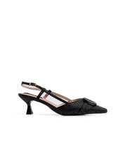 Slingback con trama intrecciata e fibbia - NERO