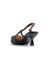 Slingback con trama intrecciata e fibbia - NERO