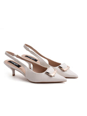 Slingback con maxi fibbia - BEIGE