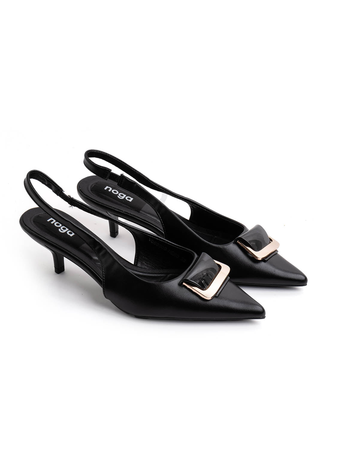 Slingback con maxi fibbia - NERO