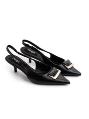 Slingback con maxi fibbia - NERO